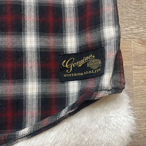 Harley Davidson Motorcycles Plaid Flannel Casual Short Sleeve Button Shirt Sz S - Picture 6 of 12